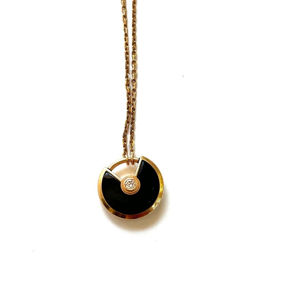 Authentic Cartier Amulette De Cartier XS Onyx Diamond Pendant Necklace - Picture 3 of 9